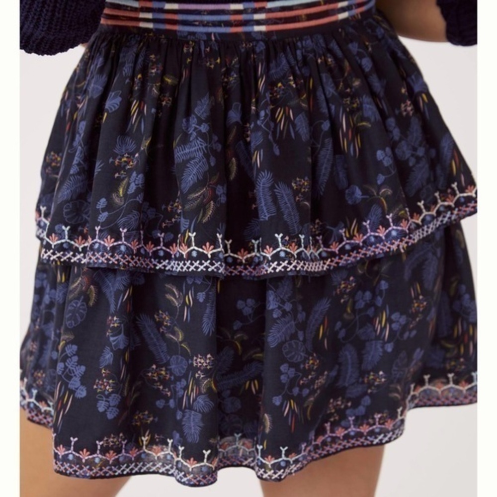 Anthropologie Let Me Be Tiered Boho Mini Skirt, NWT.      Size XS